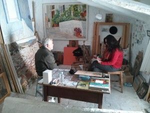 El pintor durante la entrevista