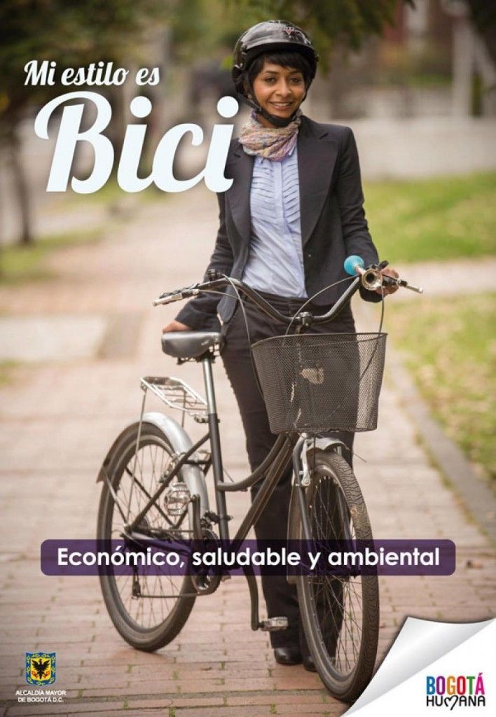 Afiche publicitario para fomentar el uso de la bicicleta en Bogotá.