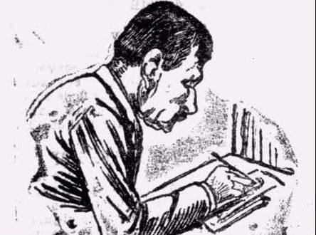 Higinia Balaguer, en un dibujo realizado por Benito Pérez Galdós durante el juicio.