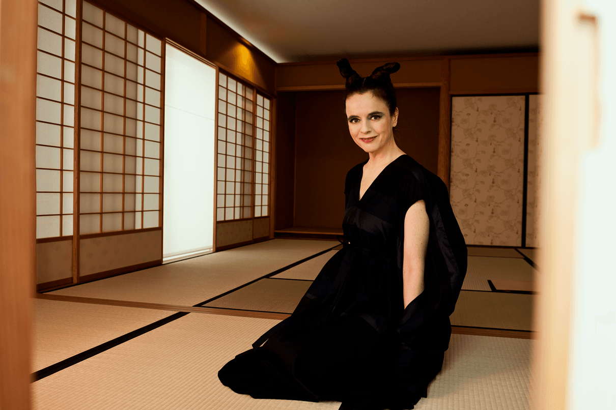 La autora, durante su viaje a Japón.
