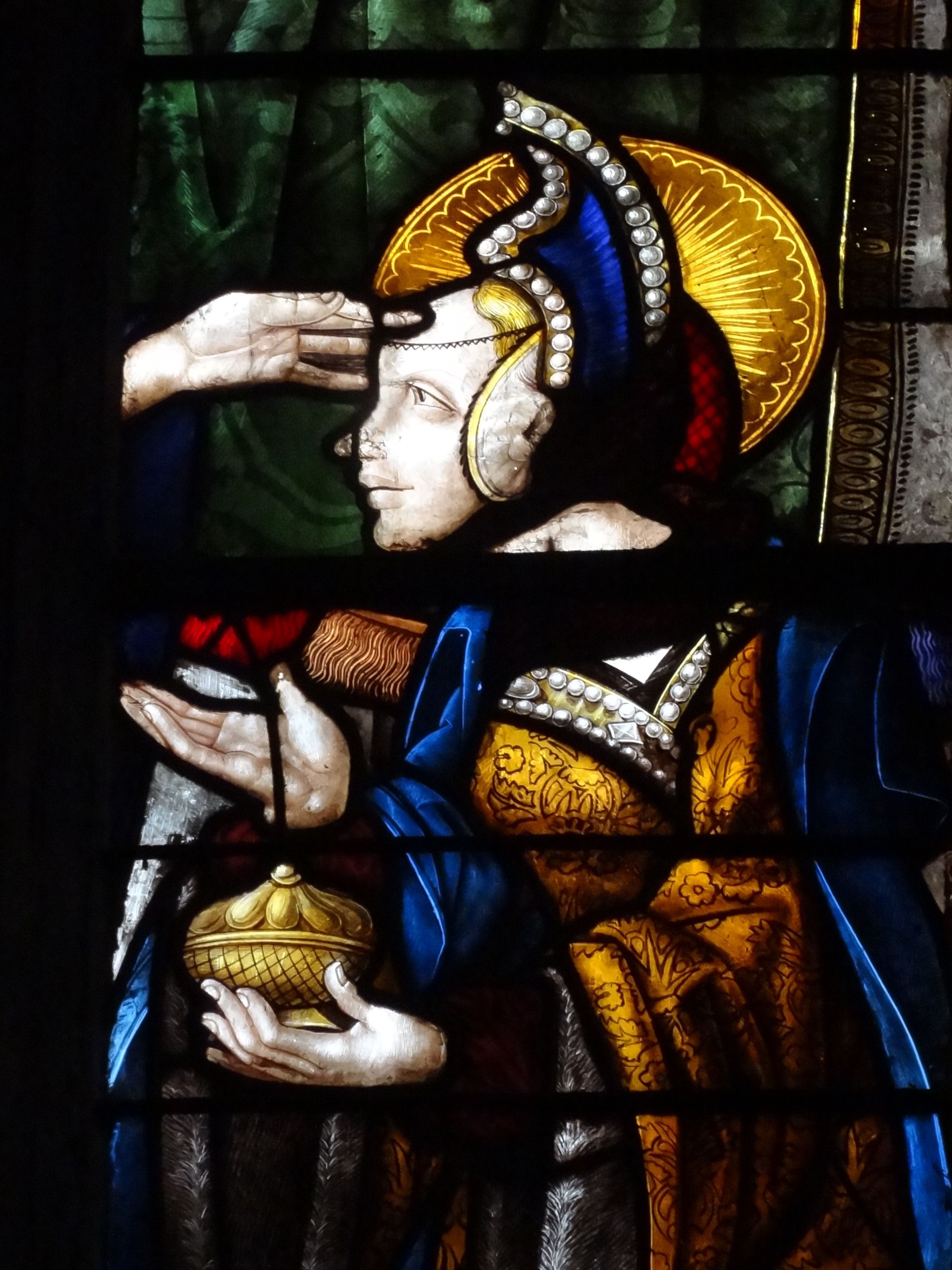 María Magdalena. Detalle vidriera Capilla de Nuestra Señora